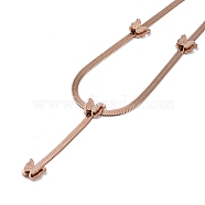 Ion Plating(IP) 304 Stainless Steel Snake Chain Necklaces, Butterfly Pendant Necklaces for Women, Rose Gold, 16.73 inch(42.5cm)(NJEW-G081-13RG)