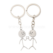 Alloy Couple Pendant Keychain, Matchstick Man Keychain, Platinum, 9.8cm(KEYC-Q084-01P)