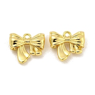 Brass Charms, Bowknot Charms, Real 18K Gold Plated, 10x11x3.5mm, Hole: 1.2mm(KK-G490-09G)