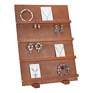4-Tier Wood Slant Back Jewelry Display Card Stands, Tabletop Jewelry Display Organizer Holder for Earrings Display Card, Postcard Storage, Rectangle, Camel, 40.7x30x14cm(FIND-WH0420-19B)
