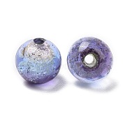 Handmade Silver Foil Glass Beads, Luminous Style, Glow in the Dark, Round, Purple, 10mm, Hole: 1.4mm(LAMP-A001-G02-10mm)