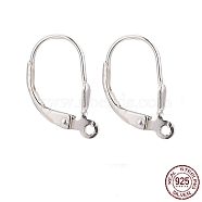 Sterling Silver Leverback Hoop Earring Findings, Silver, 16x9x3mm, Hole: 1mm(X-STER-A002-181)