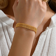 Brass Mesh Chain Bracelet, Thick Chain Braclet, Real 18K Gold Plated, 7-7/8 inch(20cm)(VW1909)