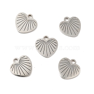201 Stainless Steel Pendants, Heart, Stainless Steel Color, 9.5x9.5x1mm, Hole: 1.4mm(STAS-E015-08P)