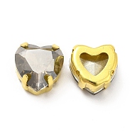 Heart Shaped Sew on Rhinestone, Glass Rhinestone, Garments Accessories, Multi-Strand Links, with Golden Tone Brass Findings, Satin, 12.5x11.5x7mm, Hole: 1~1.2mm(GLAA-C024-17C-001SA)