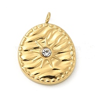 304 Stainless Steel Rhinestone Pendants, Golden, Oval, 17x13x3mm, Hole: 1.8mm(STAS-I322-27G-05)