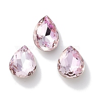 Glass Rhinestone Cabochons, Point Back & Back Plated, Faceted, Teardrop, Light Peach, 14x10x5.5mm(RGLA-G020-06A-D508)