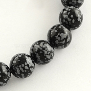 Natural Gemstone Snowflake Obsidian Round Bead Strands, 10mm, Hole: 1mm, about 38pcs/strand, 14.9 inch(G-R264-10mm)