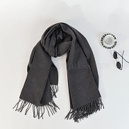 Women's Long Plaid Polyester Imitation Cashmere Tassels Scarf, Winter/Fall Warm Large Soft Tartan Shawls Wraps, Slate Gray, 2000x650mm(COHT-PW0001-34-29)