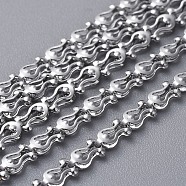 304 Stainless Steel Chains, Decorative Chain, Flower, Soldered, Stainless Steel Color, 5x3x1.5mm(CHS-K001-64)