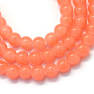 Baking Painted Imitation Jade Glass Round Bead Strands, Light Salmon, 6.5mm, Hole: 1.5mm, about 135~140pcs/strand, 31.8 inch(X-DGLA-Q021-6mm-31)