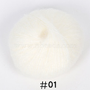 25g Angora Mohair Wool Knitting Yarn, for Shawl Scarf Doll Crochet Supplies, Floral White, 1mm(PW22070121955)