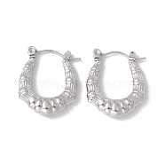 304 Stainless Steel Chunky Hoop Earrings for Women, Stainless Steel Color, 20.5x17.5x3.5mm, Pin: 0.6mm(EJEW-E199-07P)