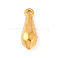 304 Stainless Steel Pendants, Teardrop Charm, Real 18K Gold Plated, 22x8mm, Hole: 2mm(STAS-Z077-01G)