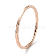 Ion Plating(IP) 304 Stainless Steel Simple Plain Band Finger Ring for Women Men, Rose Gold, Size 7, Inner Diameter: 17.4mm, 1mm(RJEW-F152-05RG)