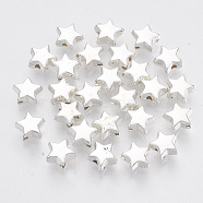 CCB Plastic Beads, Star, Silver, 6x6.5x3.5mm, Hole: 1.2mm, about 8450pcs/500g(CCB-S163-010A-02)
