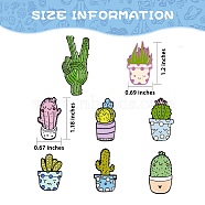 8Pcs 8 Style Cactus Zinc Alloy Brooches, Enamel Lapel Pin, with Iron Butterfly Clutches or Rubber Clutches, Electrophoresis Black Color, Mixed Color, 26~43x12.5~20mm, 1pcs/style(JEWB-SZ0001-10)
