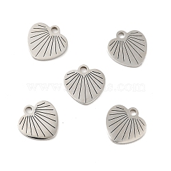 Non-Tarnish 201 Stainless Steel Pendants, Heart, Stainless Steel Color, 9.5x9.5x1mm, Hole: 1.4mm(STAS-E015-08P)