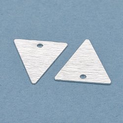 Brass Charms, Triangle, 925 Sterling Silver Plated, 13x12x0.5mm, Hole: 1.2mm(KK-Y003-19S)