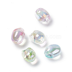 UV Plating Rainbow Iridescent Acrylic Beads, Oval, Mixed Color, 18x13.5mm, Hole: 3.2mm(OACR-H015-12)
