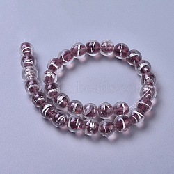 (Holiday Stock-Up Sale)Handmade Silver Foil Lampwork Beads Strands, Round, Purple, 12mm, Hole: 1mm, about 29pcs/Strand, 12.60''(32cm)(FOIL-D073-02C-12MM)