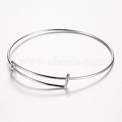Adjustable 304 Stainless Steel Expandable Bangle Making Bangle, Stainless Steel Color, 2-1/2 inch(63~65mm)(BJEW-G482-04P)