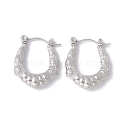 Non-Tarnish 304 Stainless Steel Chunky Hoop Earrings for Women, Stainless Steel Color, 20.5x17.5x3.5mm, Pin: 0.6mm(EJEW-E199-07P)