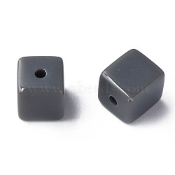 Opaque Acrylic Beads, Cube, Gray, 10.5x9.5x9.5mm, Hole: 2mm, about 490pcs/500g(MACR-S373-148-A03)