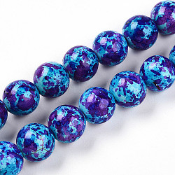 Synthetic Turquoise Beads Strands, Spray Painted, Round, Mauve, 13x14mm, Hole: 1mm, about 28pcs/strand, 14.57''(37cm)(TURQ-T004-08A-07)