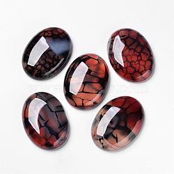 Natural Dragon Veins Cabochons, Flat Back, Oval, Dyed, FireBrick, 35x25x6.5mm(G-F296-07-25x35mm)