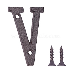 Iron Home Address Number, with 2pcs Screw, Letter.V, 75x45x5mm, Hole: 5.2mm(AJEW-WH0126-25V)