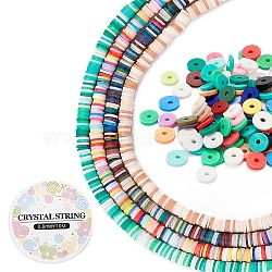 DIY Jewelry Making Kit, Including Handmade Polymer Clay Beads Strands, Elastic Crystal Thread, Mixed Color, 360~400pcs/strand, 17.5~17.9 inch, 4 Strands(DIY-YW0004-01)