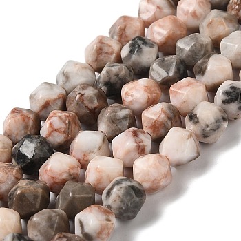 Natural Pink Agate Beads Strands, Star Cut Round Beads, Faceted, 8x7.5x7mm, Hole: 1.2mm, about 44pcs/strand, 14.33''(36.4cm)