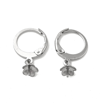 304 Stainless Steel Leverback Earring Findings, for Half Drilled Beads, Stainless Steel Color, 21mm, Pin: 0.6mm