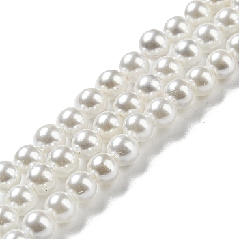 Electroplated Natural Shell Beads Strands, Imitation Pearl, Dyed, Round, Snow, 4~4.5mm, Hole: 0.7mm, about 93pcs/strand, 15.75 inch(40cm)