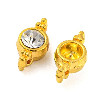 Alloy Crystal Rhinestone Connector Charms, Flat Round Links, Golden, 10.5x5.5x4mm, Hole: 1mm