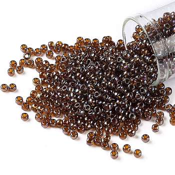 TOHO Round Seed Beads, Japanese Seed Beads, (454) Gold Luster Root beer, 8/0, 3mm, Hole: 1mm, about 222pcs/bottle, 10g/bottle