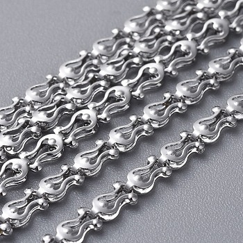 304 Stainless Steel Chains, Decorative Chain, Flower, Soldered, Stainless Steel Color, 5x3x1.5mm