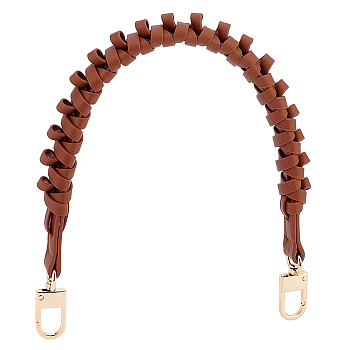 PU Leather Braided Bag Handles, with Swivel Clasp, for Bag Strap Replacement Accessories, Sienna, 44.7x2.3cm