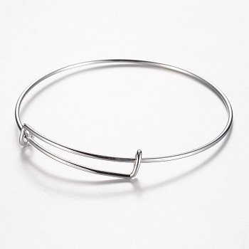 Adjustable 304 Stainless Steel Expandable Bangle Making Bangle, Stainless Steel Color, 2-1/2 inch(63~65mm)