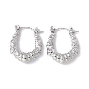 304 Stainless Steel Chunky Hoop Earrings for Women, Stainless Steel Color, 20.5x17.5x3.5mm, Pin: 0.6mm