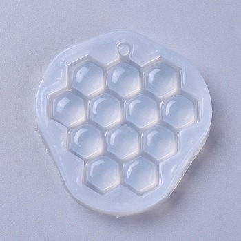 Pendant Food Grade Silicone Molds, Resin Casting Molds, For UV Resin, Epoxy Resin Jewelry Making, Grape/Honeycomb, White, 55x53x9mm, Hole: 2.5mm, Inner Diameter: 48x47mm