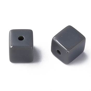 Opaque Acrylic Beads, Cube, Gray, 10.5x9.5x9.5mm, Hole: 2mm, about 490pcs/500g