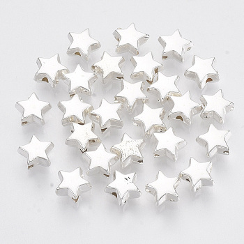 CCB Plastic Beads, Star, Silver, 6x6.5x3.5mm, Hole: 1.2mm, about 7690pcs/500g
