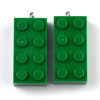 Platinum Green Rectangle Iron+Acrylic Pendants