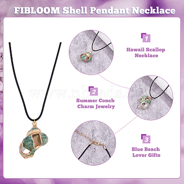 6Pcs 6 Style Natural Shell Pendant Necklaces Set with Wax Cords for Women(NJEW-AN0001-42)-4