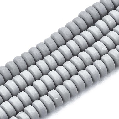 Gray Flat Round Polymer Clay Beads