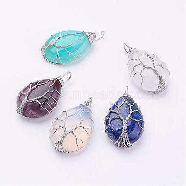 Platinum Drop Mixed Stone Pendants