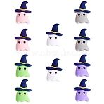 10Pcs 5 Colors Silicone Focal Beads, Hat Ghost, Mixed Color, 30.5x21x9mm, Hole: 2mm(JX776A)