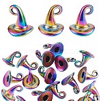 Alloy Pendant, Witch Hat, Rainbow Color, 11x11x11mm, Half Hole: 3mm, 20pcs/box(FIND-SZ0003-10)